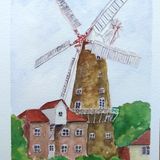 Maud Foster Mill - watercolour - (7"x5")